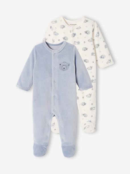 Pijamas y bodies bebé-Bebé-Pack de 2 peleles "oso" de terciopelo, bebé niño