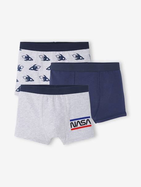 Pack de 3 boxers NASA® AZUL OSCURO LISO CON MOTIVOS 