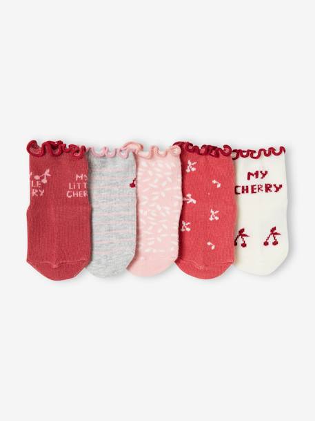 Pack de 5 pares de calcetines Cerezas con volantes, bebé niña ROSA OSCURO BICOLOR/MULTICOLOR 