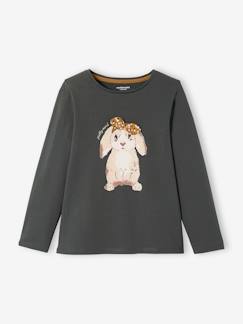 -Camiseta con conejo y lacito fantasía, niña