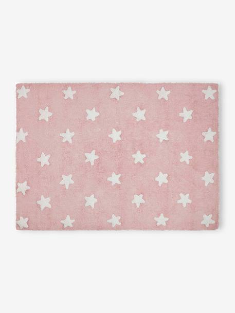 Alfombra de algodón lavable rectangular con estrellas LORENA CANALS azul+rosa 