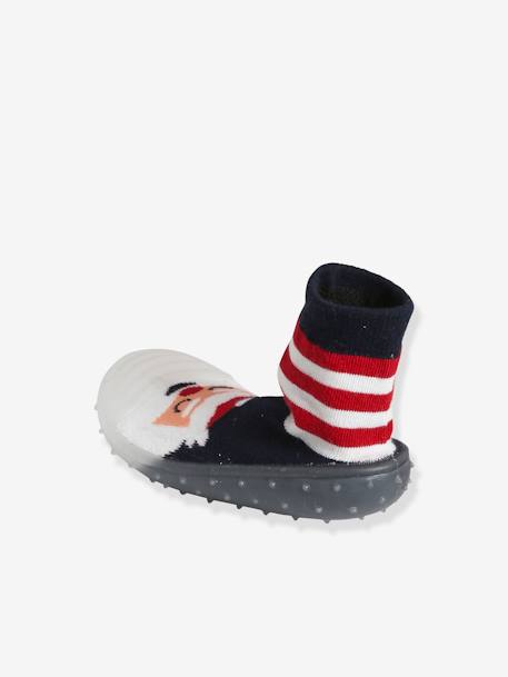 Zapatillas de casa infantiles estilo calcetines antideslizantes de Navidad rayas rojas 