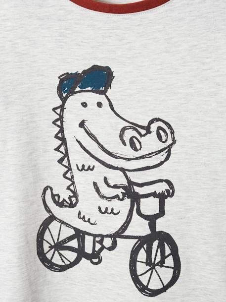 Camiseta lúdica con motivo cocodrilo, niño BEIGE CLARO JASPEADO 