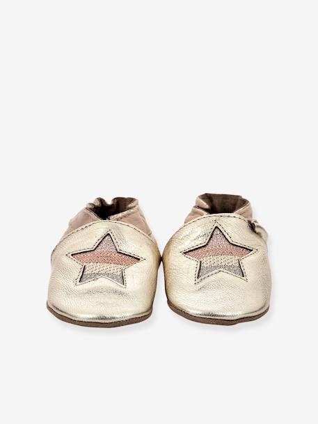 Zapatillas de casa de piel ligera Star Stripe ROBEEZ©, bebé dorado 