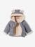 Chaqueta acolchada en asimetría con capucha, para bebé GRIS MEDIO LISO 
