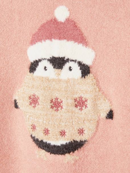 Estuche de Navidad para niña: jersey de pingüino y goma para el pelo rosa maquillaje 