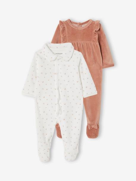 Pijamas y bodies bebé-Bebé-Pack de 2 peleles para bebé niña de terciopelo