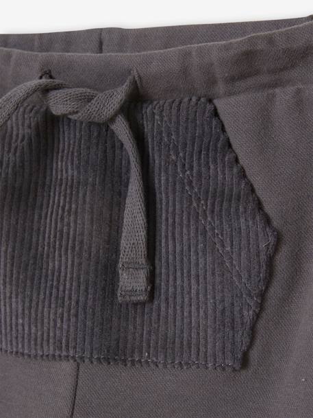 Pantalón de felpa con bolsillo de pana para bebé gris oscuro 