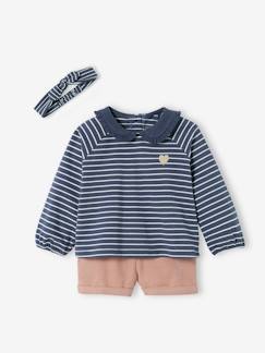 Conjuntos-Conjunto de 3 prendas con short de terciopelo, camiseta y cinta del pelo, para bebé