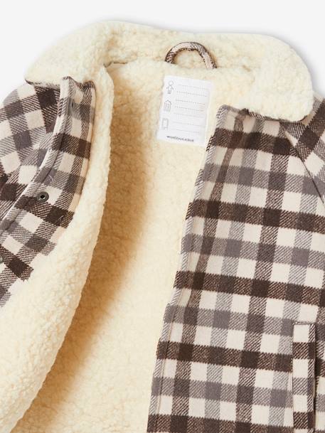 Abrigo de paño de lana para bebé con relleno de poliéster reciclado GRIS OSCURO A CUADROS 