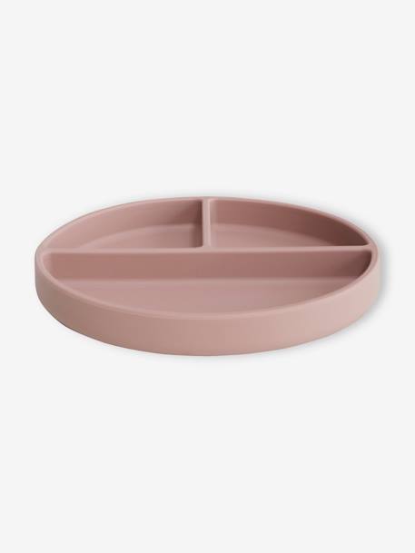 Plato con compartimentos MUSHIE de silicona beige+gris+rosa 