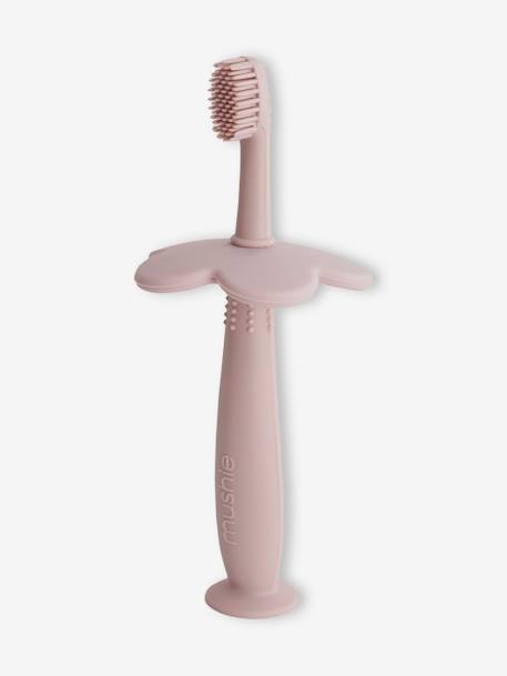 Cepillo de dientes de aprendizaje MUSHIE de silicona gris+rosa 