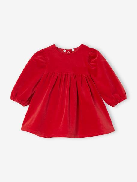 Vestido de terciopelo para bebés con leotardos a juego rojo 