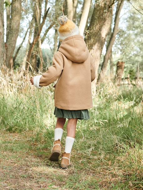 Obediencia Emular crédito Abrigo con capucha de paño de lana y forro de sherpa, para niña beige medio  liso con motivos - Vertbaudet