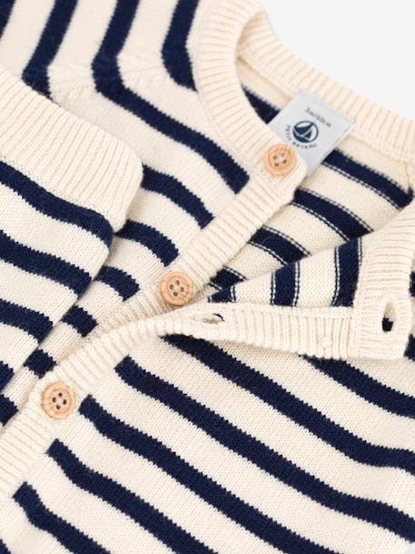 Conjunto de 2 prendas a rayas de punto tricot de lana y algodón PETIT BATEAU blanco estampado 