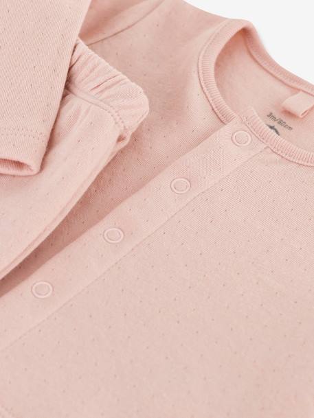 Conjunto de 2 prendas de tejido túbico orgánico PETIT BATEAU rosa 