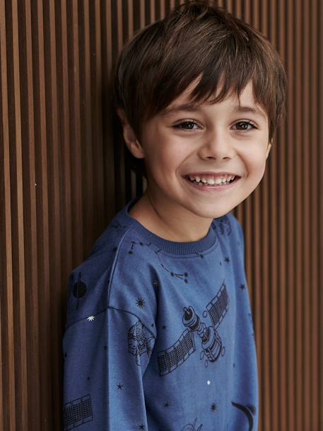 Camiseta efecto sudadera con motivos 'cosmos' y planeta, para niño AZUL OSCURO ESTAMPADO 