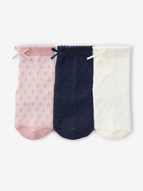 Pack de 3 pares de calcetines de punto calado para bebé niña crudo 