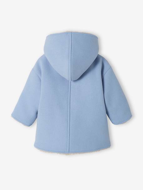 Abrigo de paño de lana con forro de pelo sintético para bebé azul claro 