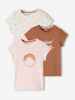 Niña-Camisetas-Pack de 3 camisetas surtidas con detalles irisados, para niña