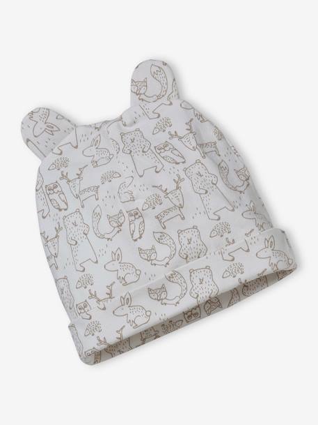 Conjunto personalizable, de gorro + manoplas + fular + bolso de punto estampado, para bebé marrón grisáceo 