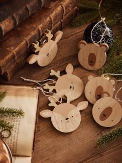 Textil Hogar y Decoración-Lote de 6 bolas de Navidad planas de madera