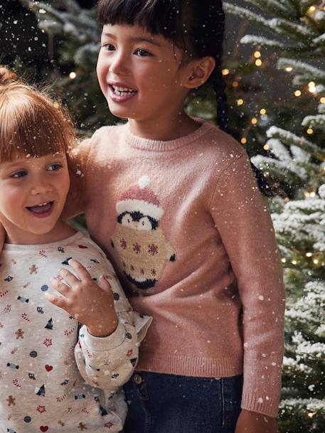Estuche de Navidad para niña: jersey de pingüino y goma para el pelo rosa maquillaje 