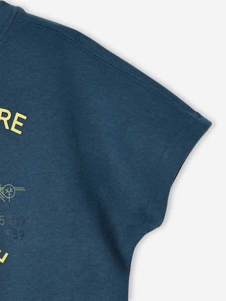Camiseta de felpa con motivo «Aventura» y detalles de color fosforito para niño azul petróleo 
