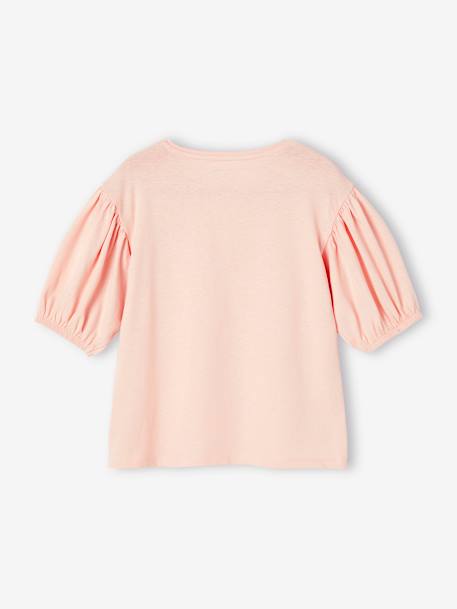 Camiseta con mangas abullonadas y motivo de fruta en el pecho, para niña crudo+rosa rosa pálido 