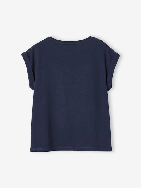 Camiseta con motivo de flores para niña azul marino - Vertbaudet