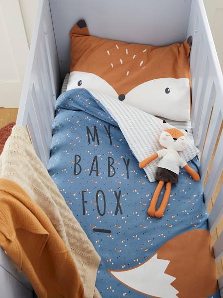 Funda nórdica para bebé Baby Fox AZUL MEDIO LISO CON MOTIVOS 