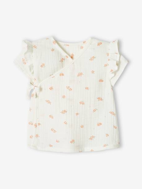 camisetas-Bebé-Blusas, camisas-Chaqueta cruzada de gasa de algodón para recién nacido