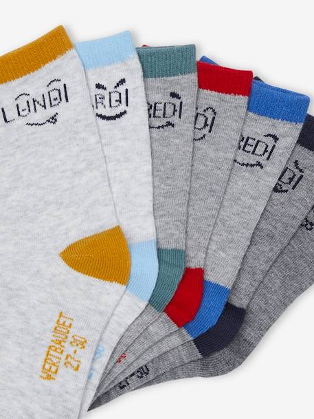 Pack de 7 pares de calcetines medianos «Fun» para toda la semana gris jaspeado 