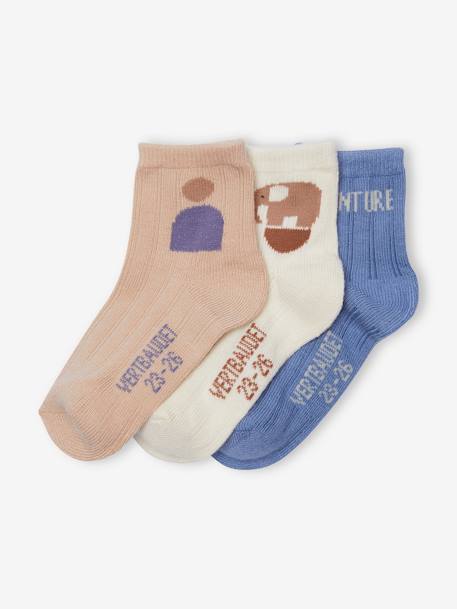 Lote de 3 pares de calcetines «Aventuras» para bebé beige 