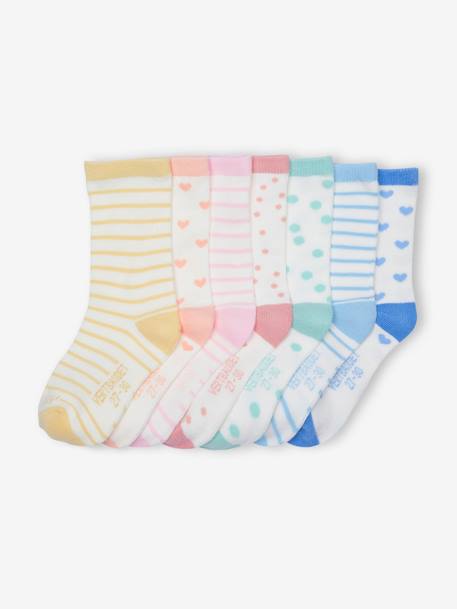 Lote de 7 pares de calcetines para niña para toda la semana crudo 