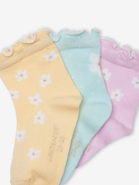 Pack de 3 pares de calcetines «Margaritas» para bebé niña amarillo pálido 