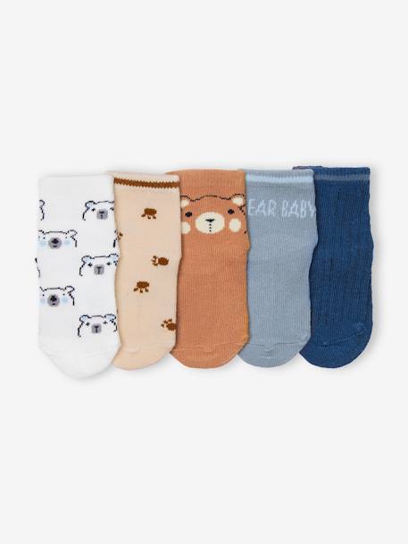 Lote de 5 pares de calcetines «Baby bear» para bebé pardo 