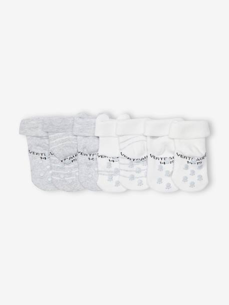 Pack de 7 pares de calcetines «nubes y osos» para bebé gris jaspeado 