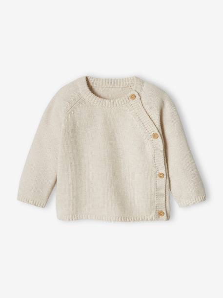 Jersey de punto tricot con abertura delante para bebé beige jaspeado 