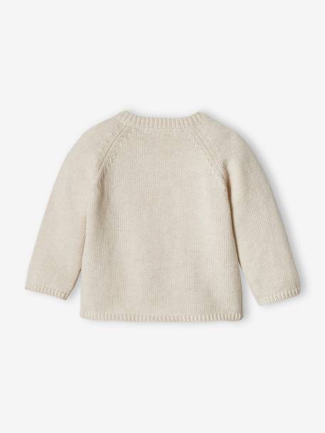 Jersey de punto tricot con abertura delante para bebé beige jaspeado 