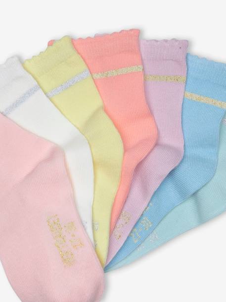 Pack de 7 pares de calcetines medianos para niña albaricoque+rosa 