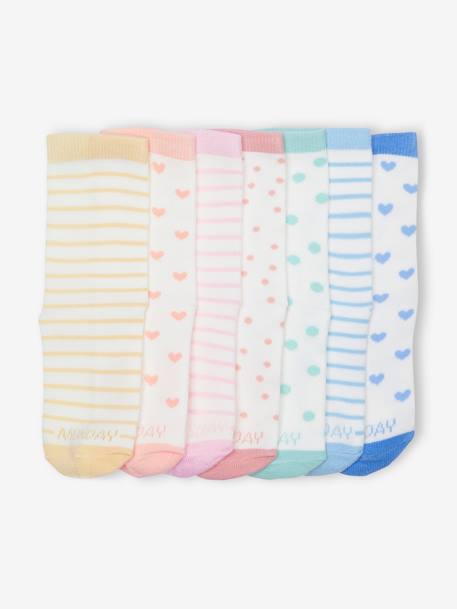 Pack de 7 pares de calcetines para niña para toda la semana crudo 