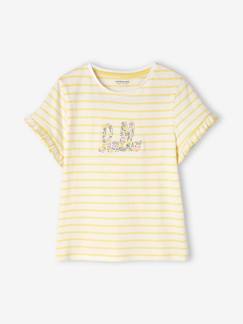 camisetas-Niña-Camisetas-Camiseta a rayas para niña de manga corta con volantes