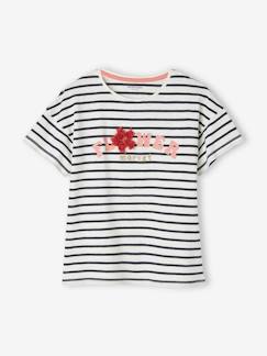 camisetas-Camiseta con motivo con flecos y detalles irisados para niña