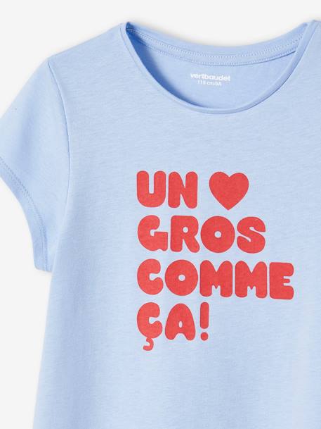 Camiseta con mensaje, para niña azul pálido+coral+crudo+rosa chicle+verde pino 
