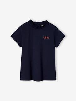 -Camiseta personalizable, de manga corta con cuello para niña