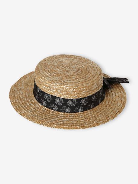 Sombrero aspecto paja con lazo estampado para niña beige arena 
