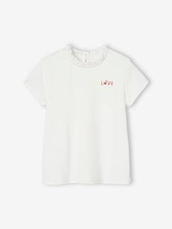 camisetas-Camiseta personalizable, de manga corta con cuello para niña