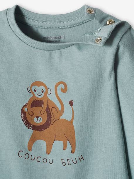 Pack de 2 camisetas básicas con motivo de animal y a rayas para bebé azul grisáceo+bronce 