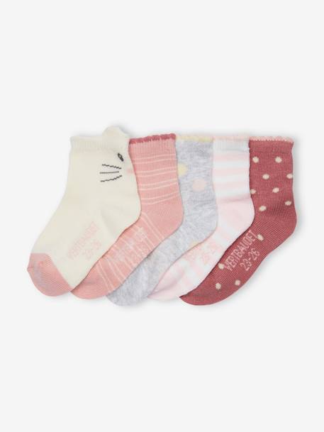 Ecorresponsables-Bebé-Pack de 5 pares de calcetines fantasía para bebé niña